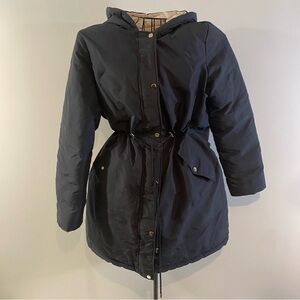 ANDREW MARC New York Liberta Reversible Navy Bone Puffer Jacket Size XL